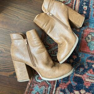 Wild Diva Tan heeled booties